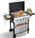 CIG GARDEN 4-Burner Propane Flat Top Grill, 42,000 BTU Stainless Steel Commercial-Style Griddle for Patio, Backyard, Camping & Outdoor BBQ
