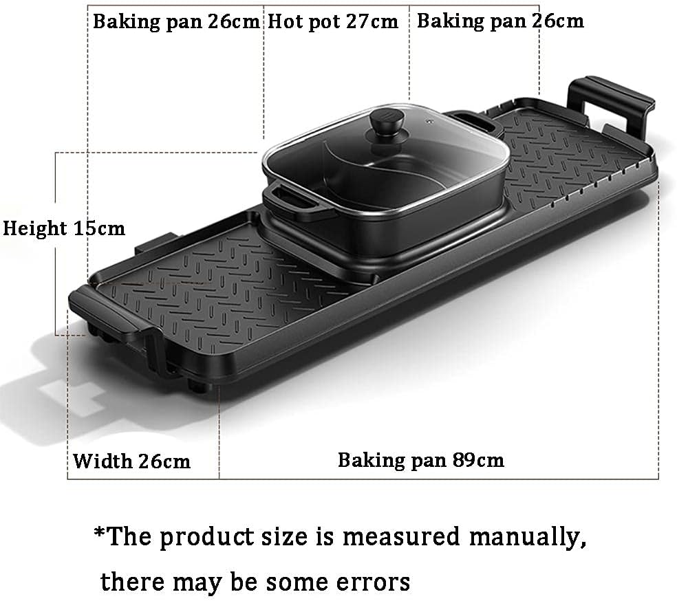 Electric Grill w/Hot Pot 2 in 1 Indoor Korean BBQ Grill,2200W Smokeless BBQ Hot Pot Double Pot,Non-Stick Pan,for 5-10 People (Single Pot)