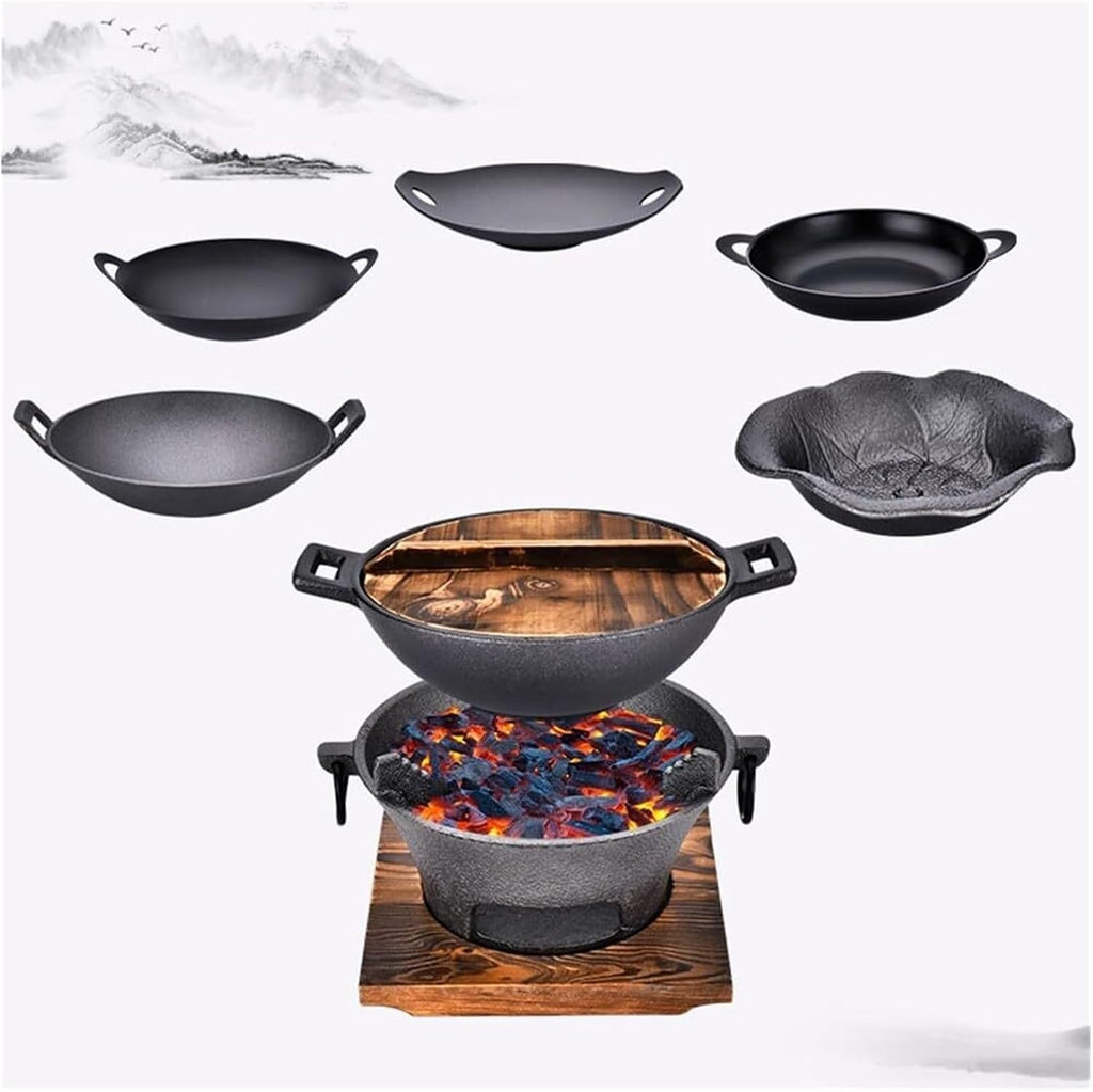 Cast Iron Charcoal Grill – Portable Korean & Japanese BBQ Stove, Heavy-Duty Campfire Barbecue Grill for Camping