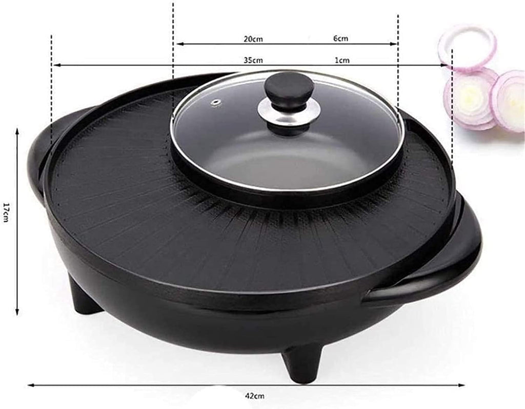 Korean BBQ Grill Electric Griddle Grill Teppanyaki BBQ Hot Plate Camping, Non Stick, Adjustable Temperature Pan Multi - Purpose Pot [Energy Class A],Portable Nonstick Griddle