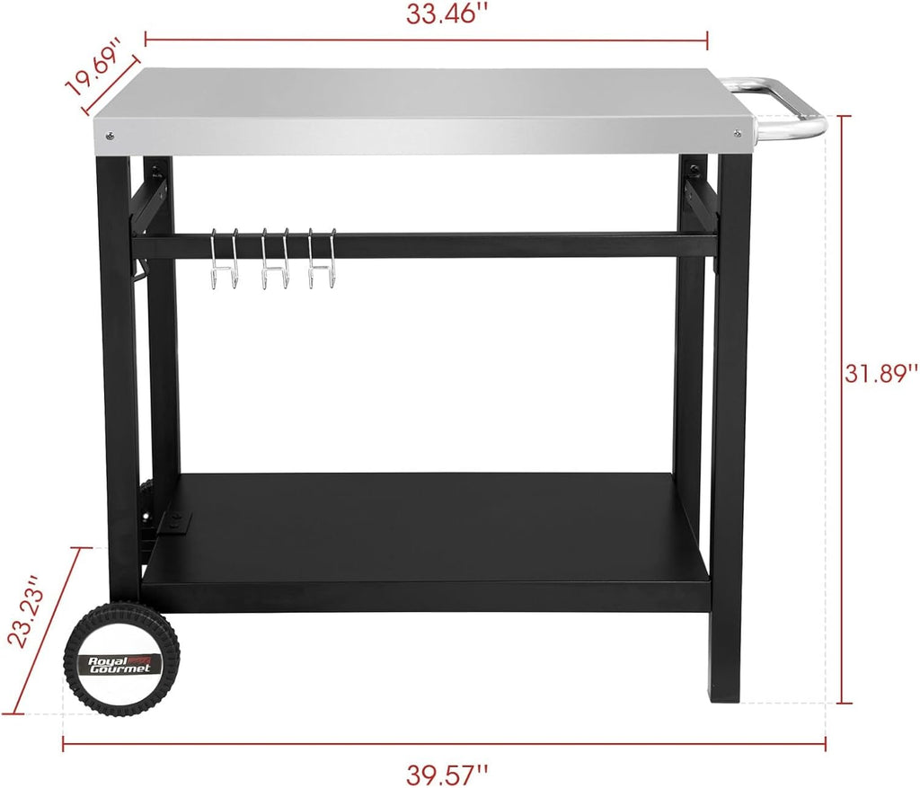 Kitchen Cart with Wheels Outdoor BBQ Grill Food Prep Worktable