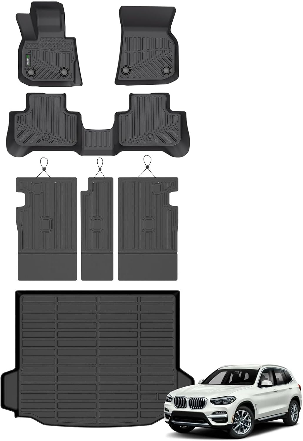 ANBINGO® Floor Mats & Seatback Cargo Liner for BMW X3 2018-2024, sDrive30i/ xDrive30i / xDrive30e / M40i / M Base/M Competition, All Weather TPE Custom Floor Liners, Mat Accessories - Black