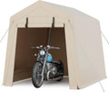 GarveeHome 6x6 FT Portable Outdoor Storage Shed with Roll-Up Zipper Door & Vent, 240G Heavy-Duty Shelter Waterproof PE Tarp, UV-Resistant Carport for Motorcycle, Firewood, Tools -Gray (Khaki, 6x8)