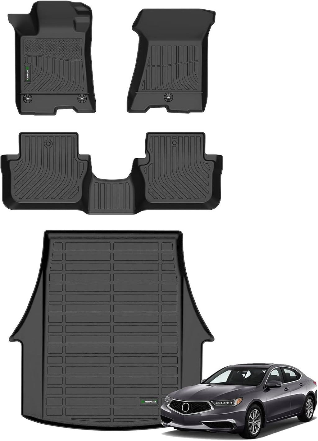 ANBINGO® Floor Mats & Cargo Liner for Acura TLX AWD 2015-2020, All Weather Protection TPE Floor Liners Front & Rear Row Full Set TLX Accessories Black