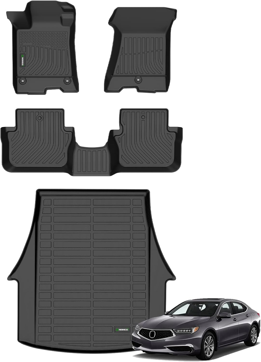ANBINGO® Floor Mats & Cargo Liner for Acura TLX AWD 2015-2020, All Weather Protection TPE Floor Liners Front & Rear Row Full Set TLX Accessories Black