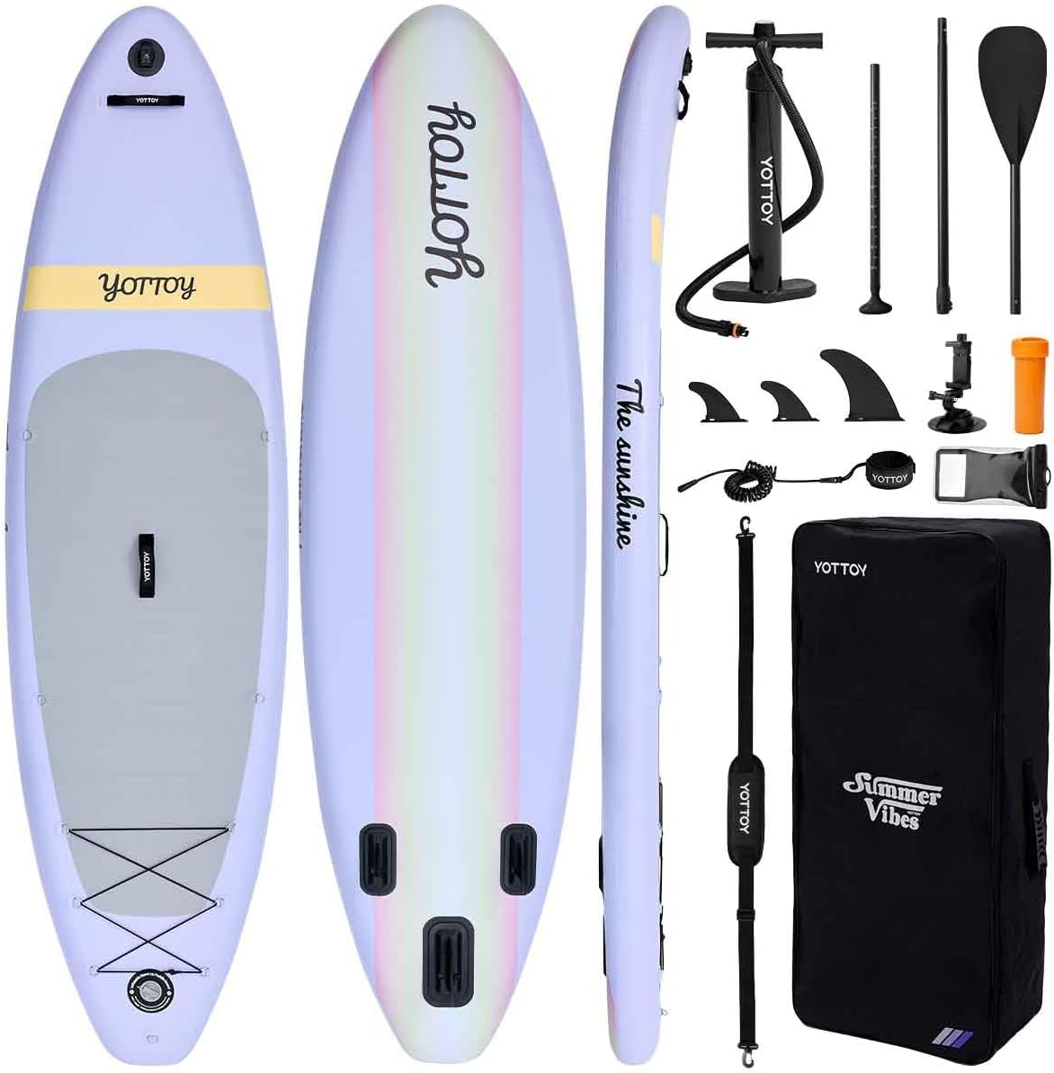 YOTTOY Inflatable Stand Up Paddle Board,Stable Lightweight 10'5' SUP with Non-Slip EVA Deck, Premium Paddleboard Accessories, Three-Fin System & Carry Bag,All-Around Inflatable SUP