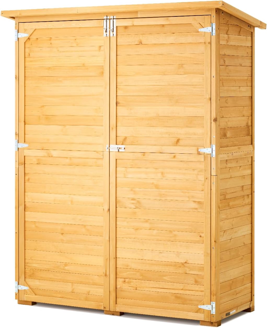 VEVOR Outdoor Storage Shed, Large Wooden Outside Storage Cabinet with Waterproof Roof and Metal Frame, Double Lockable Doors Garden Tool Shed Storage House Cabinet with Shelves, 55.1'x23.6'x67.5'