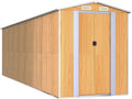 vidaXL - Galvanized Steel Garden Shed - Large Outdoor Storage House, Light Brown, Easy Assembly, Weather, Spacious Interior, Front and Back Vents