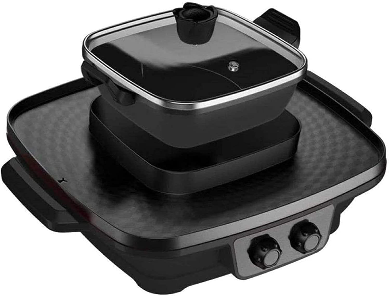 Electric BBQ Grill Indoor Electric Griddle Grill Teppanyaki BBQ Hot Plate Camping, Non Stick, Adjustable Temperature 2200W (Color : Gold, Size : One)