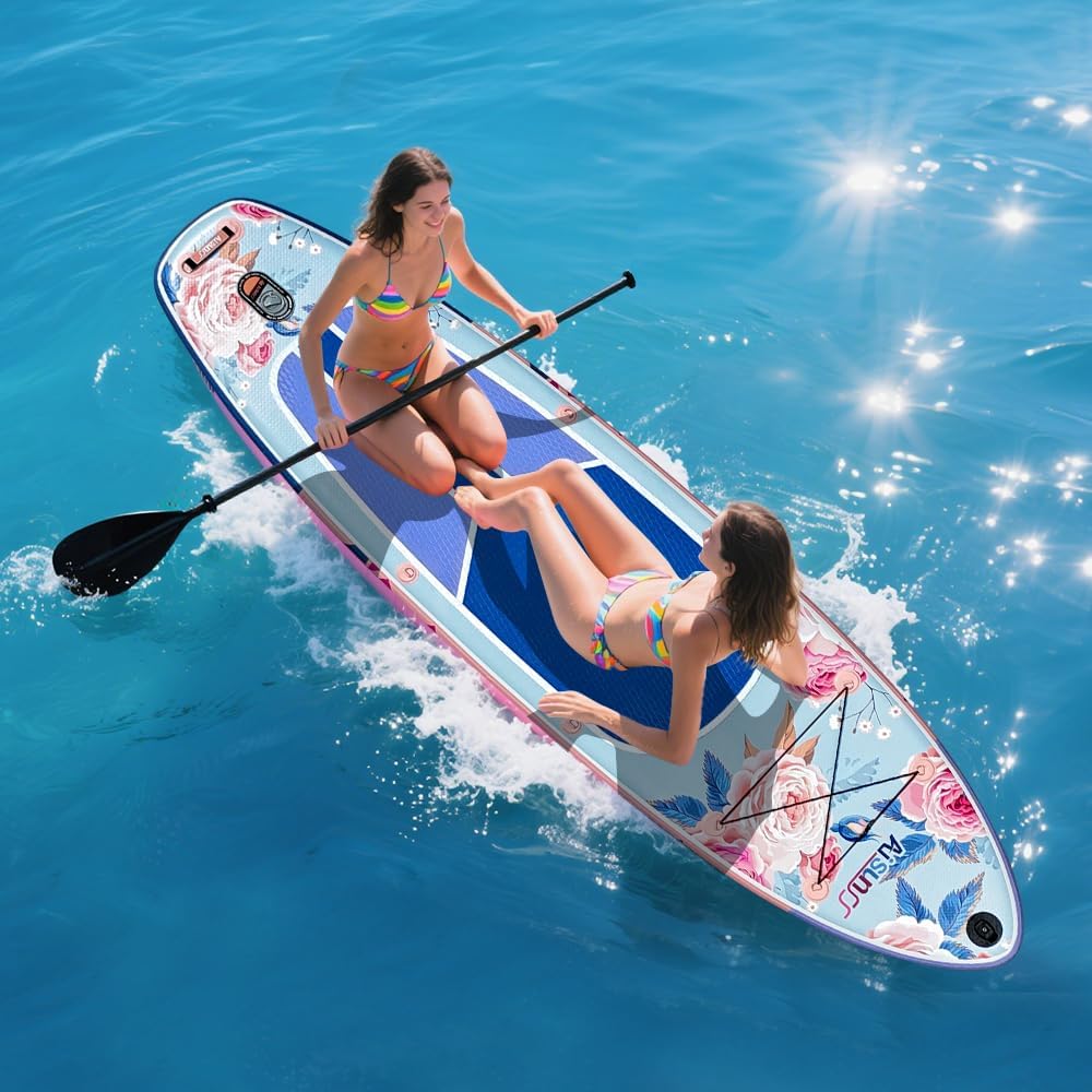 Inflatable Paddle Board for Adult, Paddle Board for All Skill Levels, Wide SUP Board with Primium Accessories Include SUP Carry Bag, Hand Pump, 10L Waterproof Bag