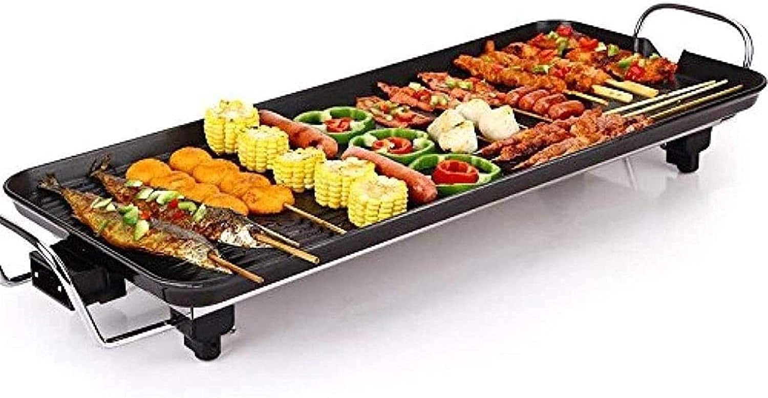 Indoor Korean Barbecue Grill 68cm*28cm Electric Teppanyaki Table Grill, BBQ Barbecue Griddle, Non-Stick Hot Plate, Heating Plate for Stove 2000W (Color : S40cm*24cm)