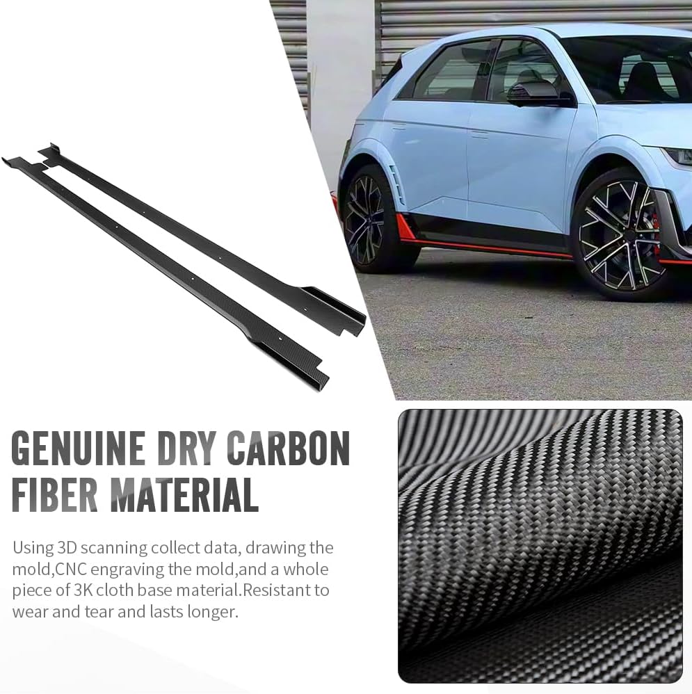Dry Carbon Fiber Side Skirt Replacement for Hyundai Ioniq 5 NE N Line SE SEL XRT Limited 2022 2023 2024 2025 Aftermarket Rocker Panel Guard (Matte Carbon)