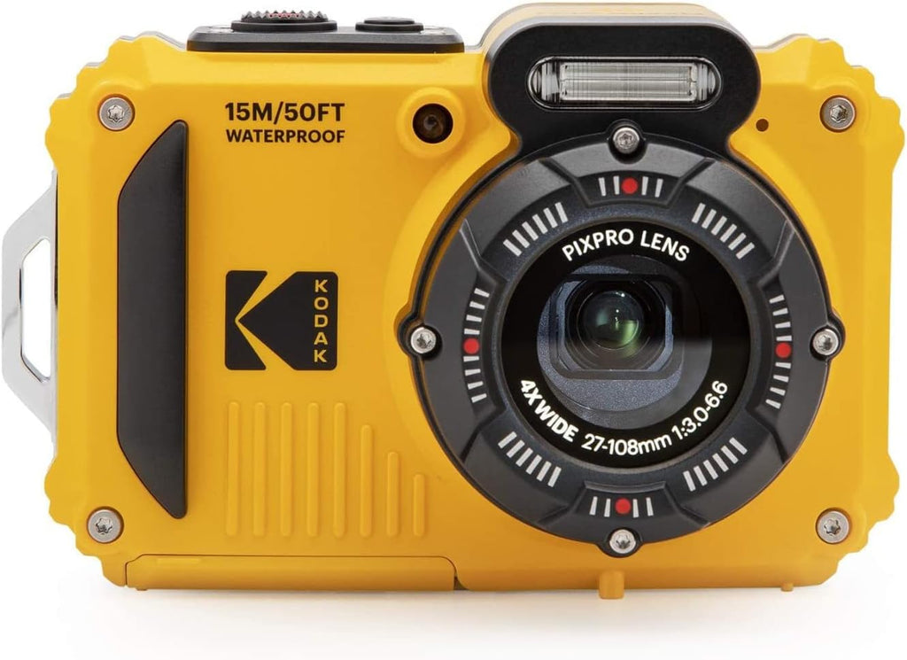 Kodak PIXPRO WPZ2 Rugged Waterproof 16MP Digital Camera with 4X Zoom (Yellow) Bundle with Case and 32GB MicroSD Card (3 Items)