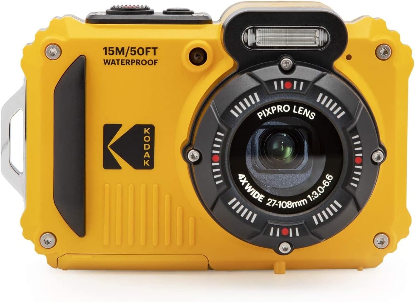 Kodak PIXPRO WPZ2 Rugged Waterproof 16MP Digital Camera with 4X Zoom (Yellow) Bundle with Case and 32GB MicroSD Card (3 Items)
