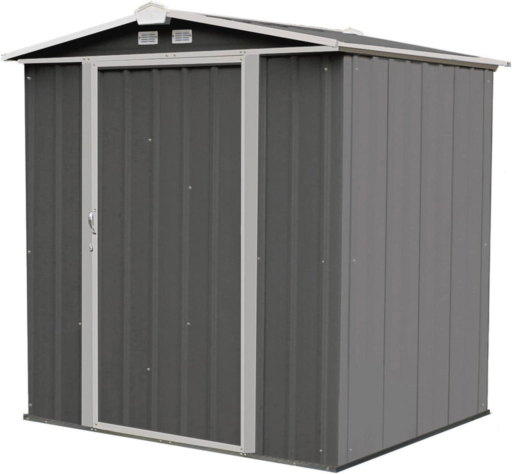 Arrow 6' x 5' EZEE Galvanized Steel Low Gable Shed Charcoal with Cream, Storage Shed with Peak Style Roof