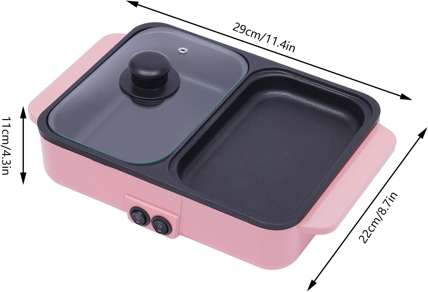 2 in 1 Portable Electric Indoor Nonstick Grill for Steaks, Shabu Shabu, Noodles, Simmer and Fry, Korean BBQ Grill Mini Shabu Shabu Hot Pot BBQ Grill Kitchen Smokeless Shabu Cooking Pan