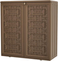 KINYING Outdoor Storage Cabinet Waterproof, Resin 62 Gallon Storage Box for Patio Furniture Cushions, Garden Tools, Pool Accessories (Dark Brown with 1 Shelving)