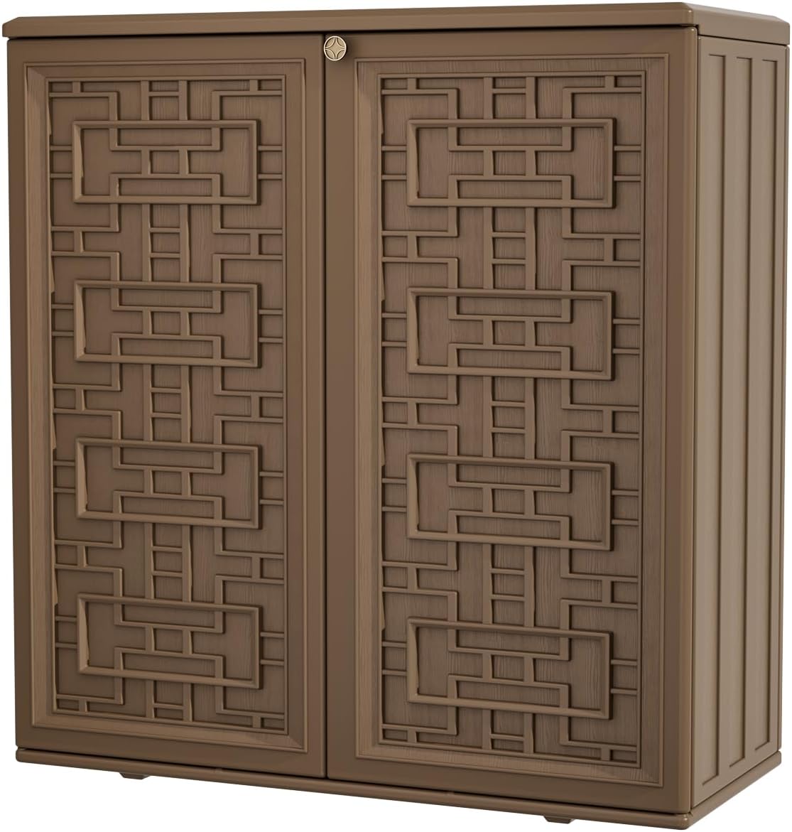 KINYING Outdoor Storage Cabinet Waterproof, Resin 62 Gallon Storage Box for Patio Furniture Cushions, Garden Tools, Pool Accessories (Dark Brown with 1 Shelving)