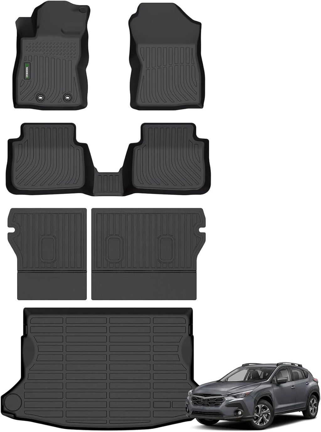 ANBINGO® Floor Mats & Backseat Cargo Liner for 2024 2025 2026 Subaru Crosstrek (Non Hybrid) & Subaru Impreza, All Weather TPE Floor Mats, Custom Floor Liners Full Set Accessories,Black