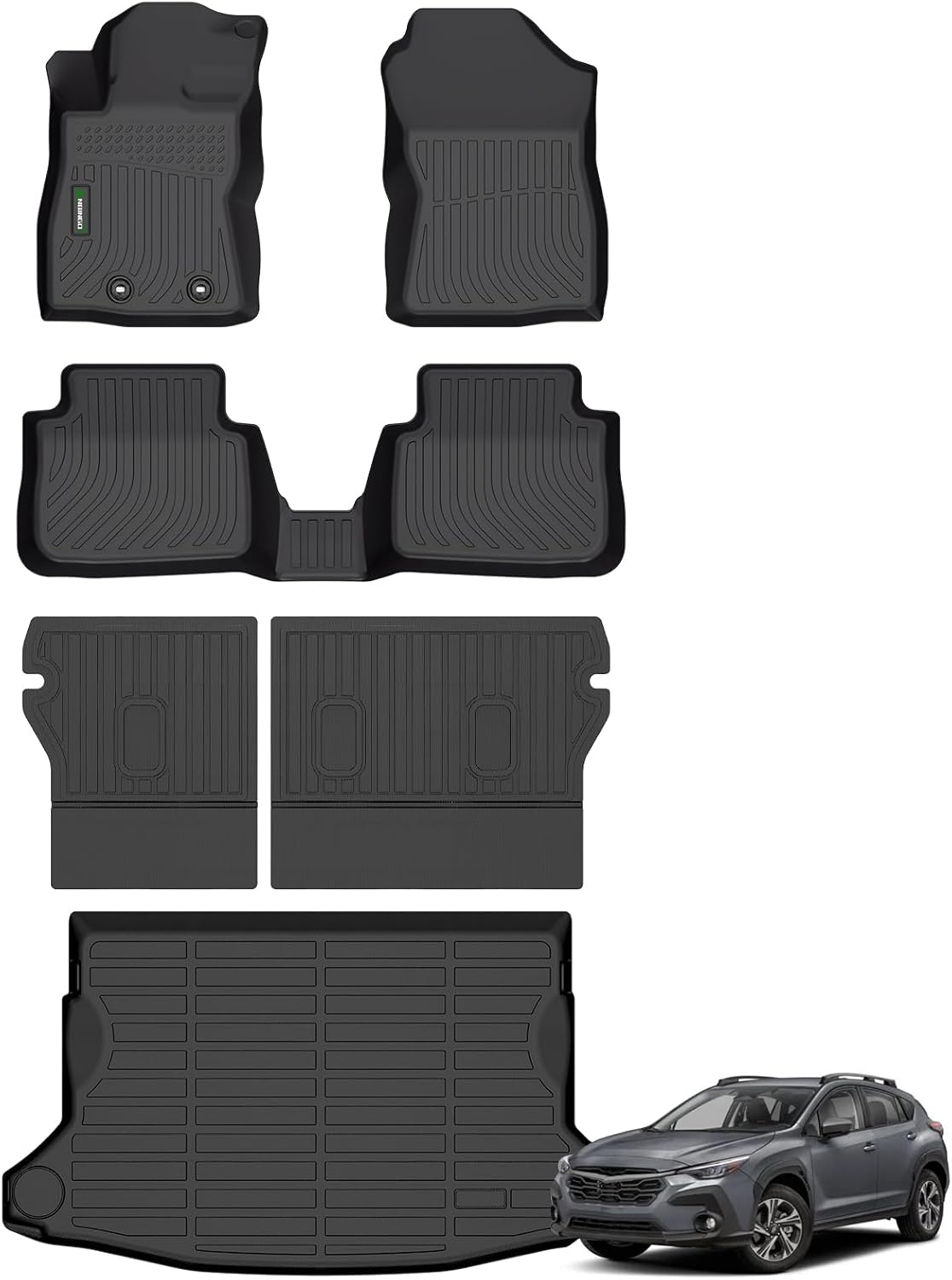 ANBINGO® Floor Mats & Backseat Cargo Liner for 2024 2025 2026 Subaru Crosstrek (Non Hybrid) & Subaru Impreza, All Weather TPE Floor Mats, Custom Floor Liners Full Set Accessories,Black