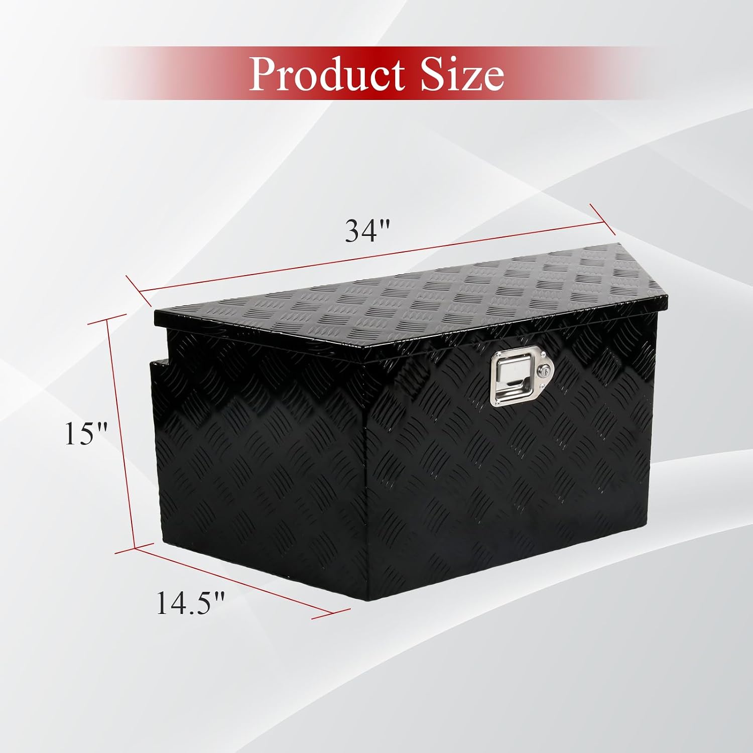 34''Inch Aluminum Trailer Tongue Tool Box Truck Bed Toolbox Truck Trailer Chest Box Underbody Storage Organizer Waterproof Square Storage Organizer w/Lock & Keys Black(‎34' Lx14.5 Wx15 H)