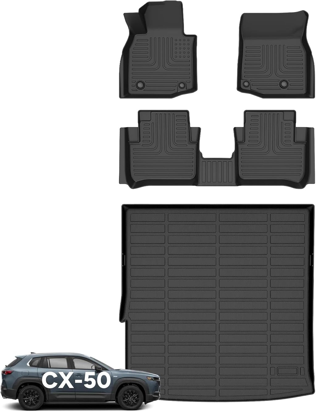 Wayhigh® Floor Mats & Cargo Liner for Mazda CX-50 Hybrid 2025 2026, All Weather TPE Car Mats Waterproof Heavy Duty Floor Liners, Floor Mats Custom Fit for CX50 Accessories