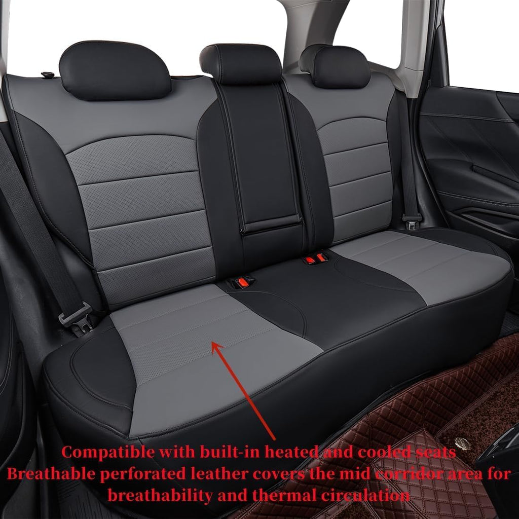 coverdream Tucson Car Seat Covers Custom Fit for 2022-2024 2025 Hyundai Tucson Hybrid & PHEV (Blue,SEL,Limited),Full Coverage Waterproof Leather Seat Protector(Full Set,Black/Gray)
