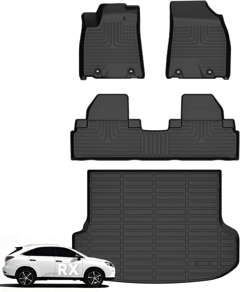 Wayhigh® Floor Mats & Cargo Liner for Lexus RX 2010-2015 RX350 / RX450h All Weather TPE Car Mats Waterproof Heavy Duty Floor Liners for Lexus RX Accessories