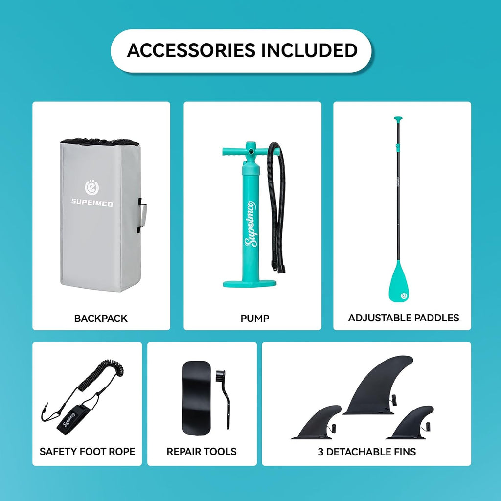 Inflatable Stand Up Paddle Board - Upgraded Glue-Free Hot Melt Technology, Long Service Life, 10'6', Anti-Slip EVA Deck, Full SUP Accessories, Included for Adults Youth All Skill Levels