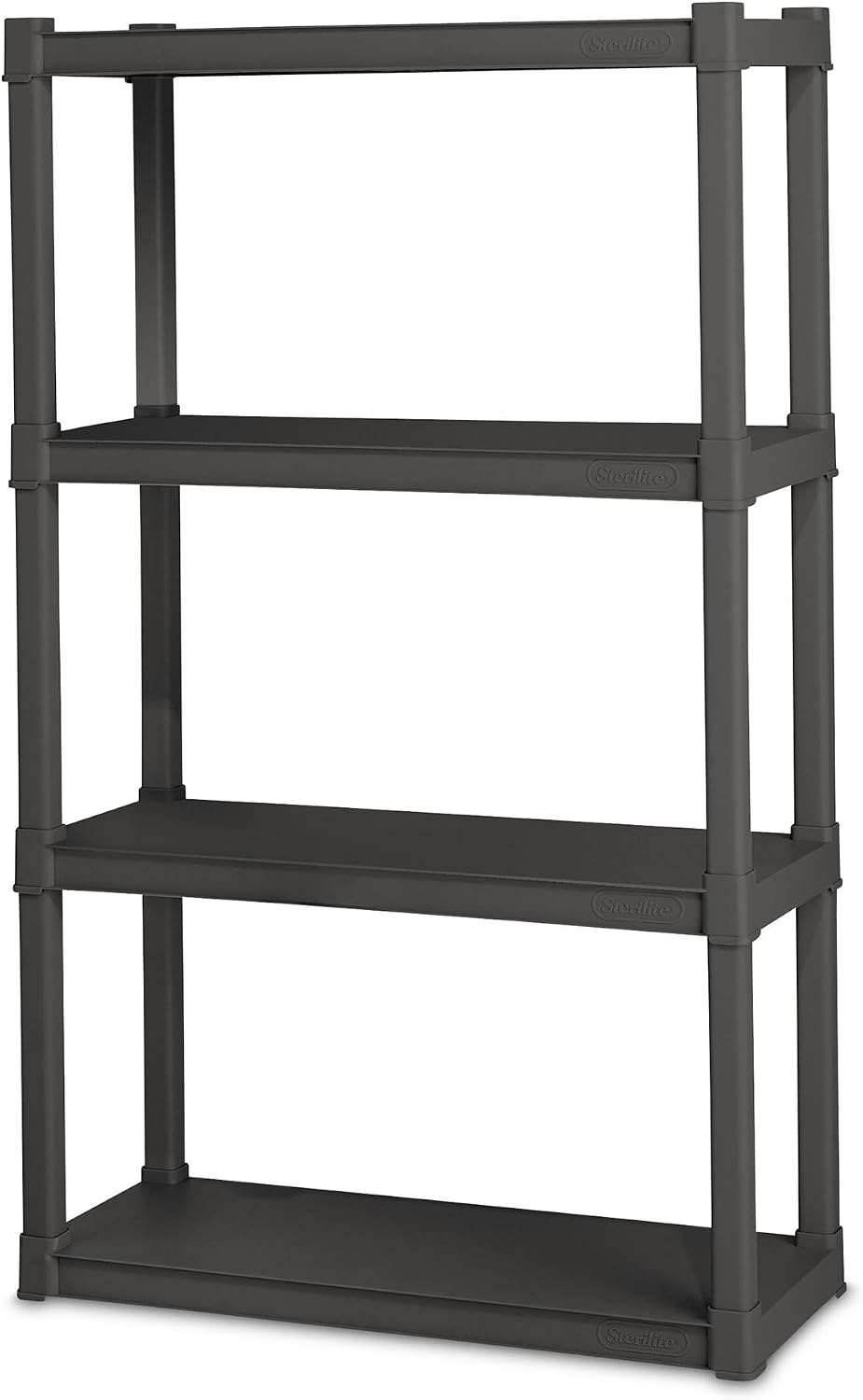 Sterilite 2-Pack 4 Shelf Unit, Heavy-Duty Shelving Storage and Utility Rack - Standing Plastic Organizer Shelves for Kitchen, Bathroom, and Garage