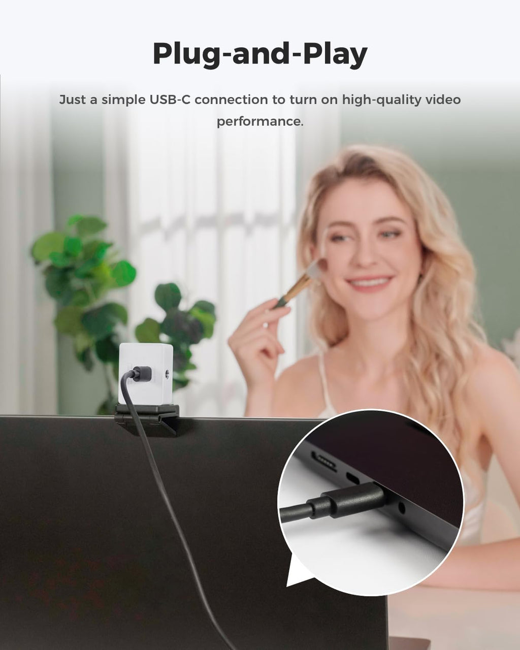 OBSBOT Meet 2-4K Webcam for PC with 1/2' Sensor, AI Framing & Autofocus, Beauty Mode, Lightweight, Gesture Control, HDR, Dual Microphone, 60 FPS, Web Cam for Streaming, Meeting, Gaming. (Cloud White)