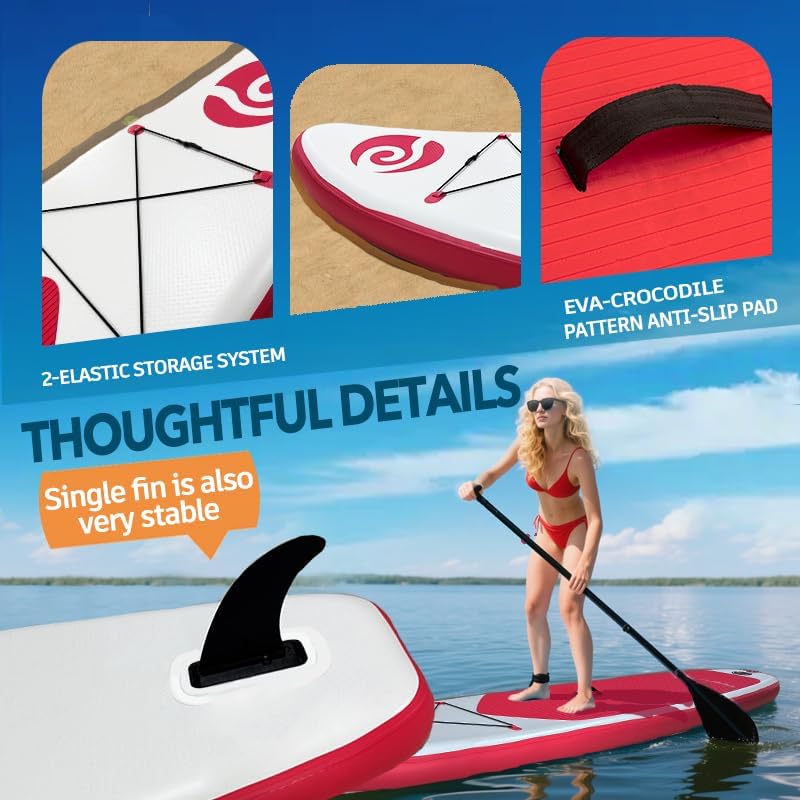 10'6'×32' Wide Inflatable Stand Up Paddle Board Fishing Paddle Board Yoga Board with Durable SUP Accessories & Carry Bag 2 Person Non-Slip Comfort Deck for Youth & Adults