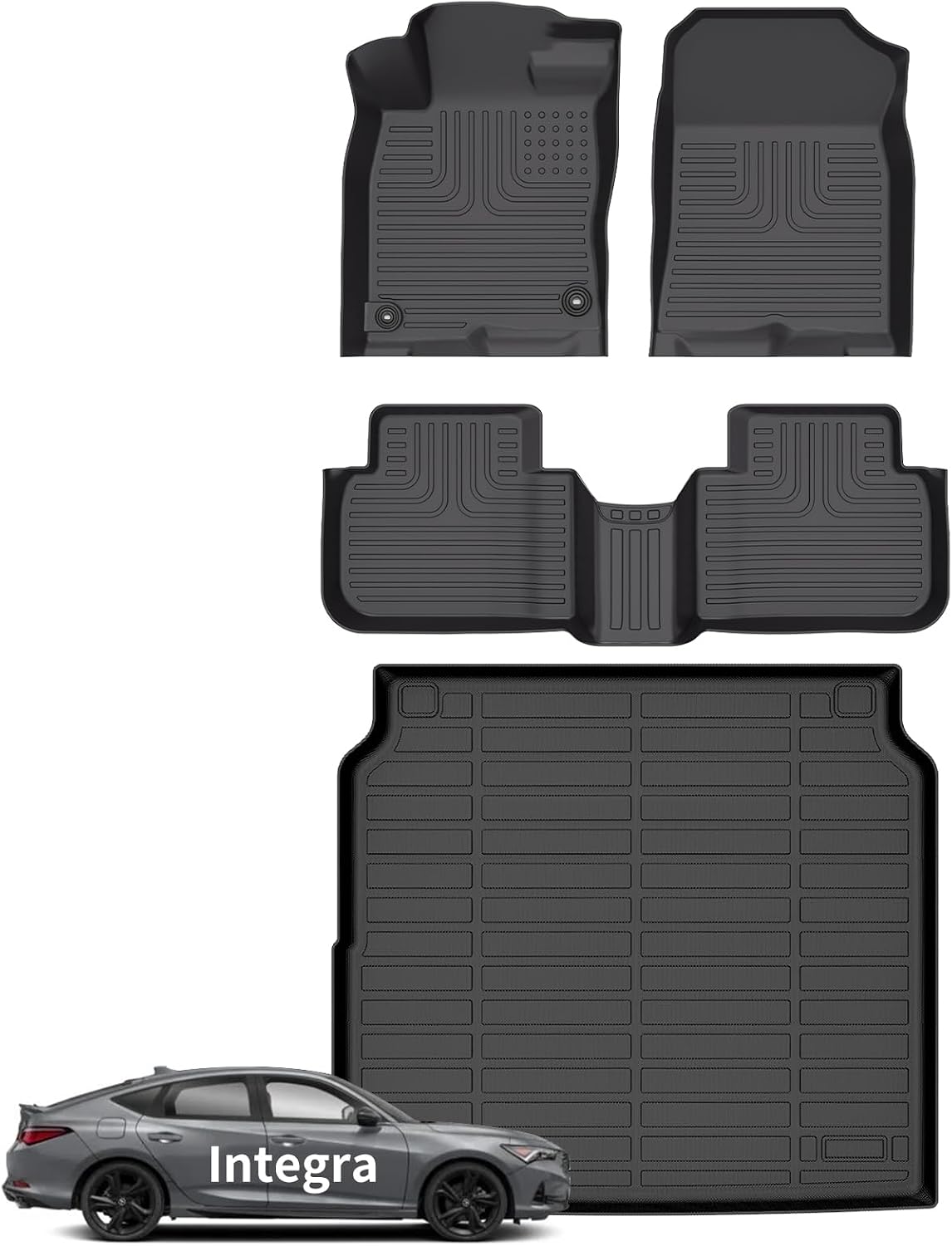 Wayhigh® Floor Mats & Cargo Liner for Acura Integra 2023-2026 (Fits Rear Seats with or Without USB Ports), All Weather TPE Car Mats Waterproof Heavy Duty, Floor Mats Custom Fit for Integra Accessories