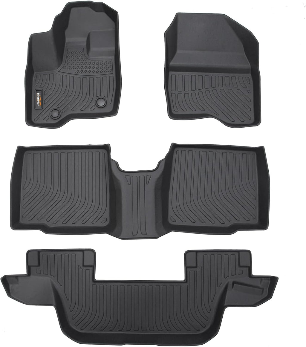 Binmotor-All Weather Floor Mats Custom Set for Ford Explorer 7 Seat 2011-2014, Heavy Duty TPE Car Floor Liners Explorer Accessories