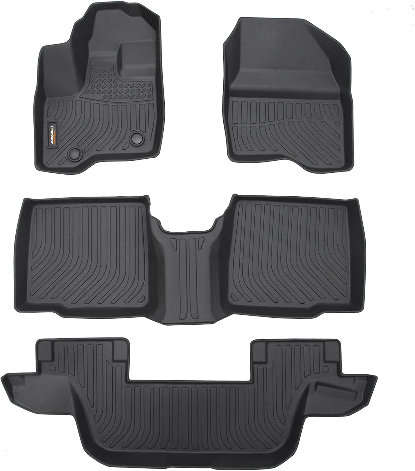 Binmotor-All Weather Floor Mats Custom Set for Ford Explorer 7 Seat 2011-2014, Heavy Duty TPE Car Floor Liners Explorer Accessories
