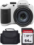 Kodak PIXPRO AZ405 Digital Camera (White) Bundle with 64GB Memory Card + Camera Case (3 Items)