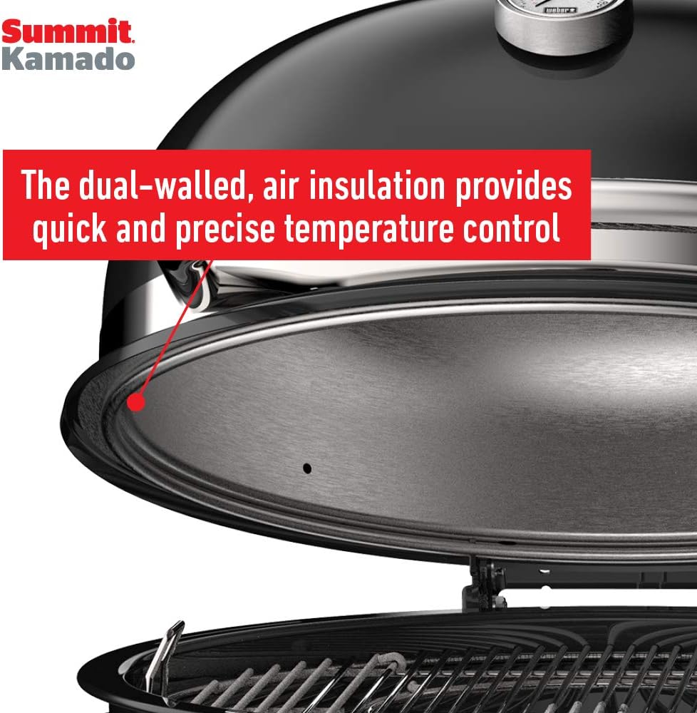 Weber Summit® Kamado S6 Charcoal Grilling Center, Black – Dual‑Walled Insulated Steel Kamado with 24' Cooking Area, Porcelain‑Enameled Kettle & One‑Touch Cleaning System