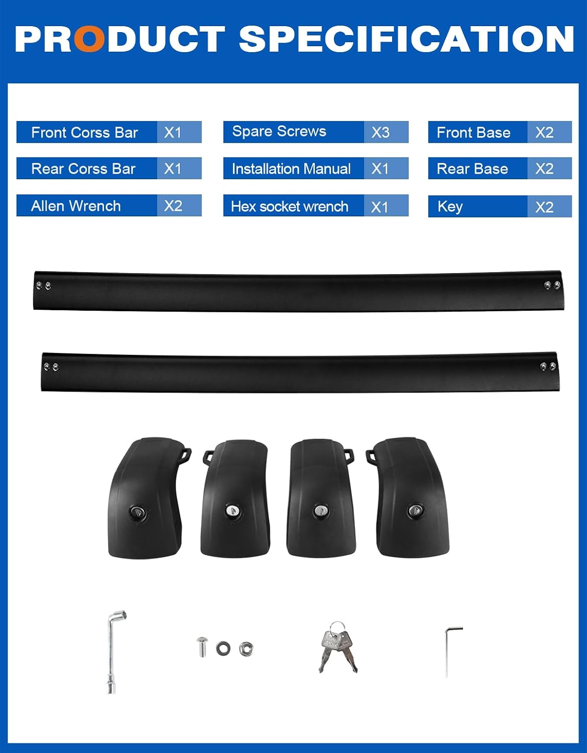 Wonderdriver Roof Rack Cross Bars 300lbs Compatible with Kia Sedona 2015-2021,Heavy Duty Aluminum Lockable Roof Rails Crossbars Cargo Canoe Black Rooftop Cargo Carrier Luggage.