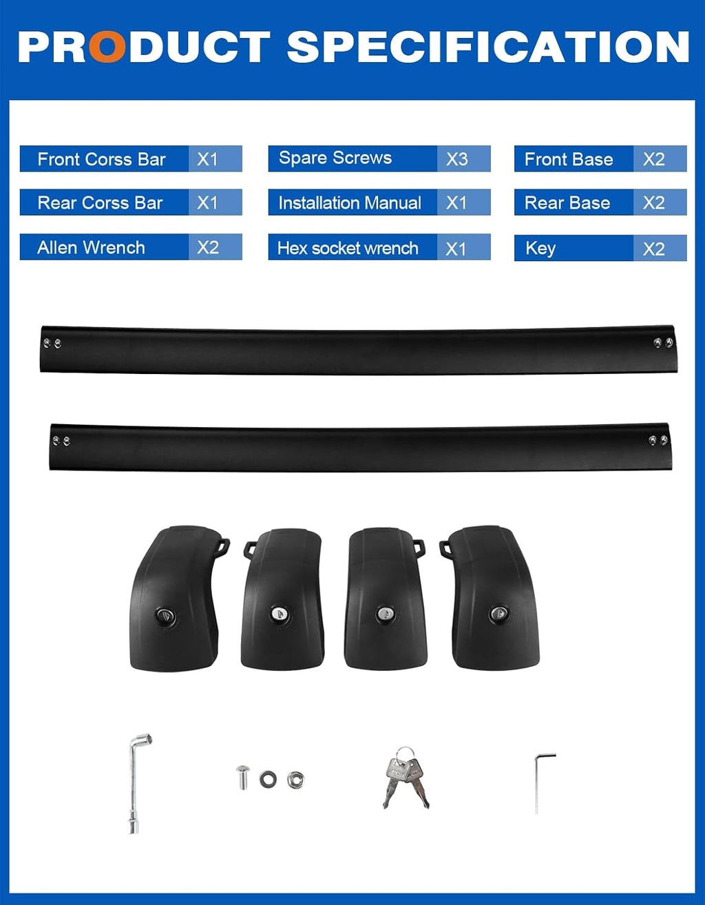 Roof Rack Cross Bars 300lbs Compatible with Lincoln Aviator 2019 2020 2021 2022 2023 2024 2025 2026，Heavy Duty Aluminum Lockable Roof Rails Crossbars Cargo Canoe Black Rooftop Cargo Carrier Luggage.