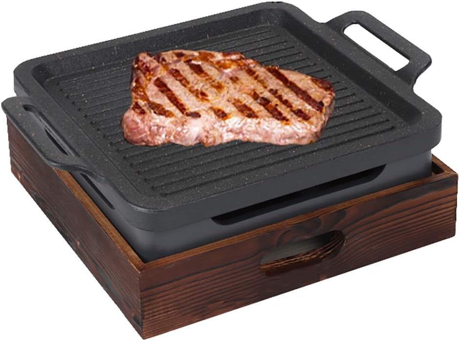 BBQ Barbeque Barbecue Grill,Korean Alcohol Barbecue Grill,Non-Stick Grill Fish Pan,Multifunctional,Indoor and Outdoor,3 Size (Size : 30.5cm30.5cm)