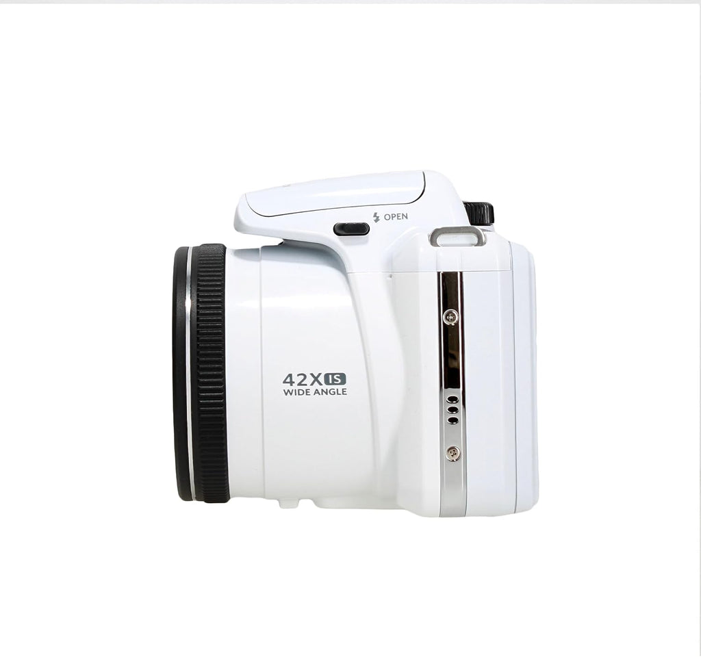Kodak PIXPRO AZ425 20MP Vlogging Digital Camera (White) 42X Optical Zoom, 24mm Wide Angle Lens Bundle with 64GB Memory Card + Vlogger Tripod + Bag + More Vlog Accessories
