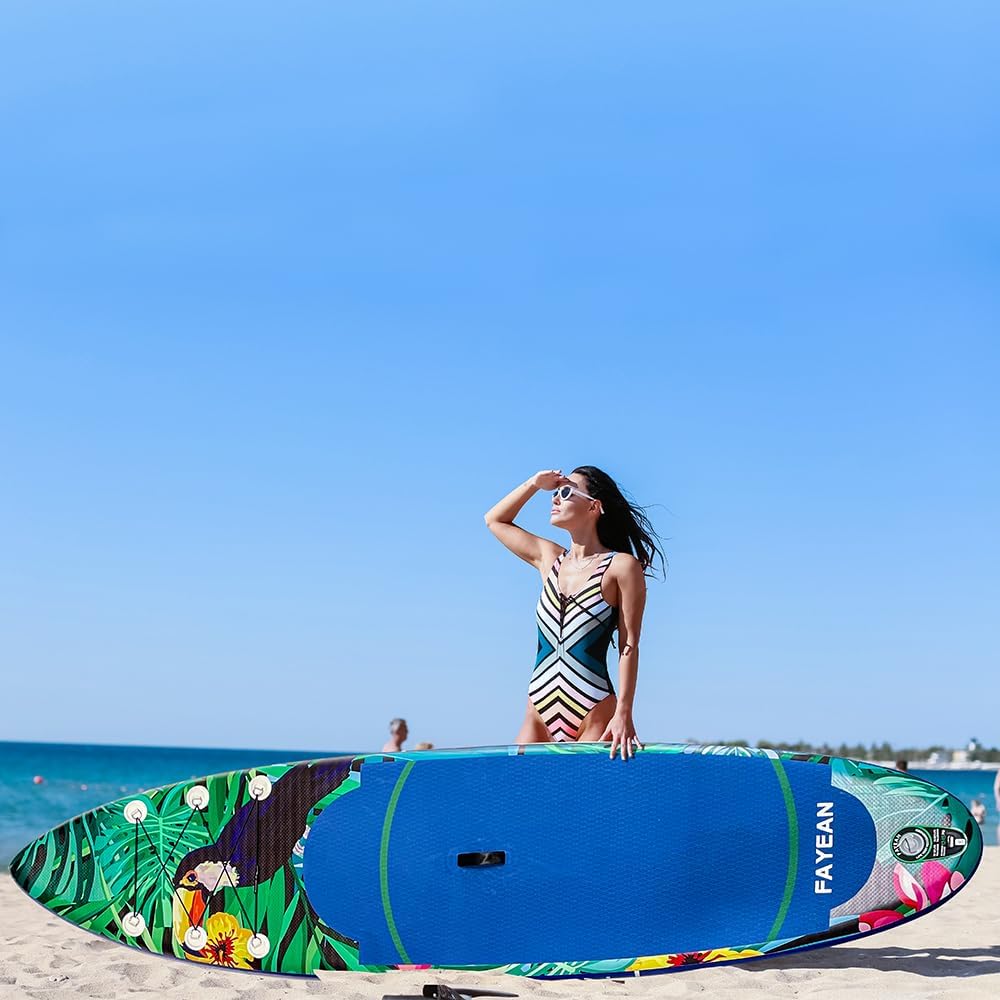 Inflatable Paddle Board,Extra Wide 10.6'/11' Stand Up Paddle Board with Sup Accessories,400lbs Capacity for Family with Safety Leash, All Skill Levels Sup for Yoga,Fishing,Surfing