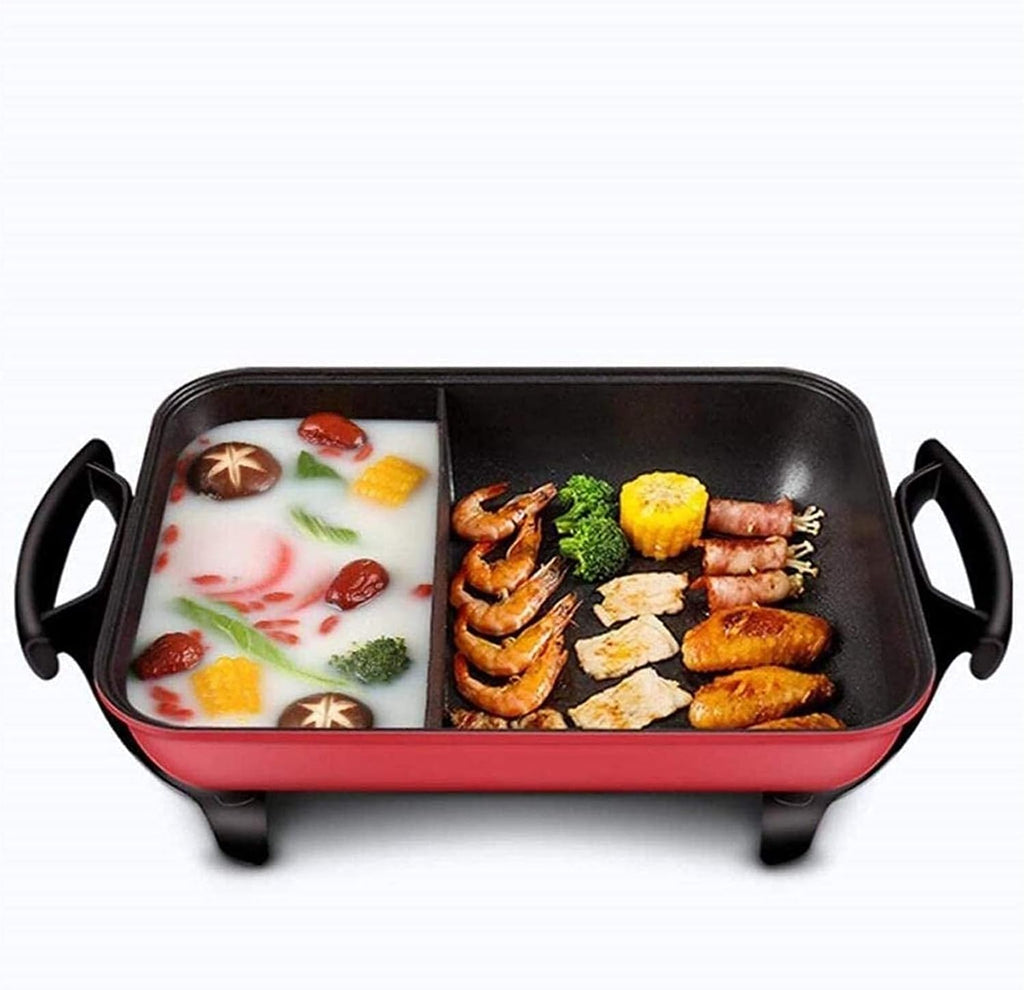 Indoor Korean Barbecue Grill Large Teppanyaki Grill Electric BBQ Table Top Grill Cooking Plate with Adjustable Thermostat Control, Spatulas and Cool Touch Handles, 60 * 27 * 21CM, 1800w,Portable