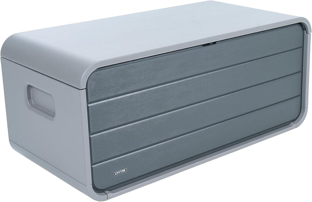 LIFETIME 136‑Gallon Modern Deck Box, Outdoor Storage Container, Weather‑Resistant, UV‑Protected, Lockable Lid