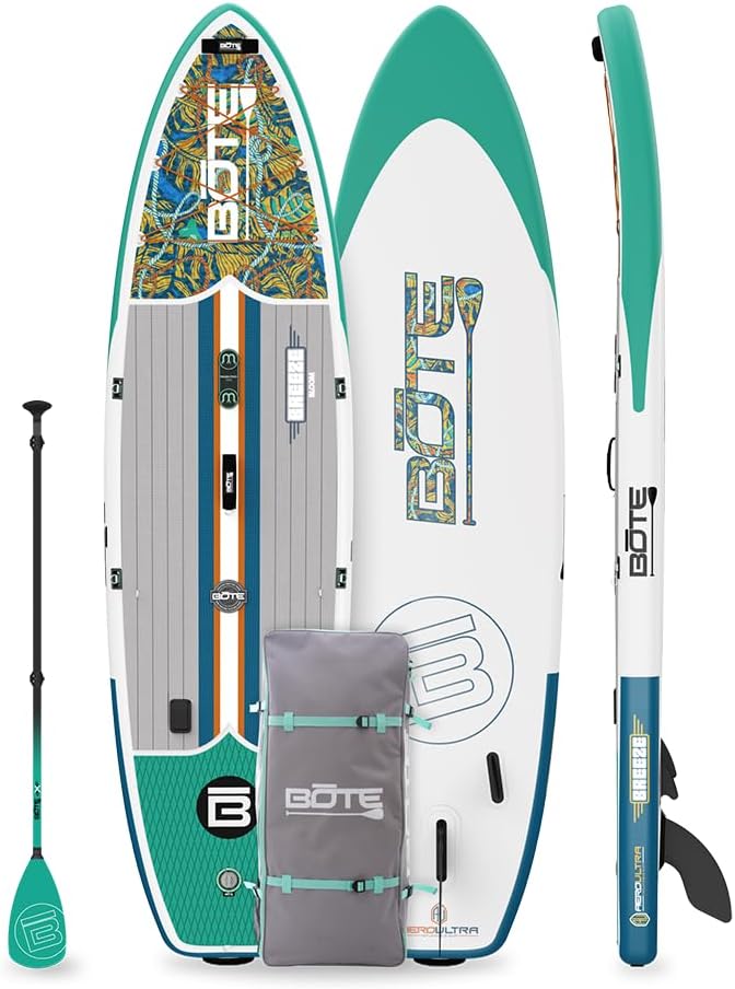 BOTE 11' FT 6' Breeze Aero Inflatable Stand Up Paddle Board, MAGNEPod Compatible Blow Up iSUP Great for Adults Kids Family Travel Friendly Multiple Sizes Color Options