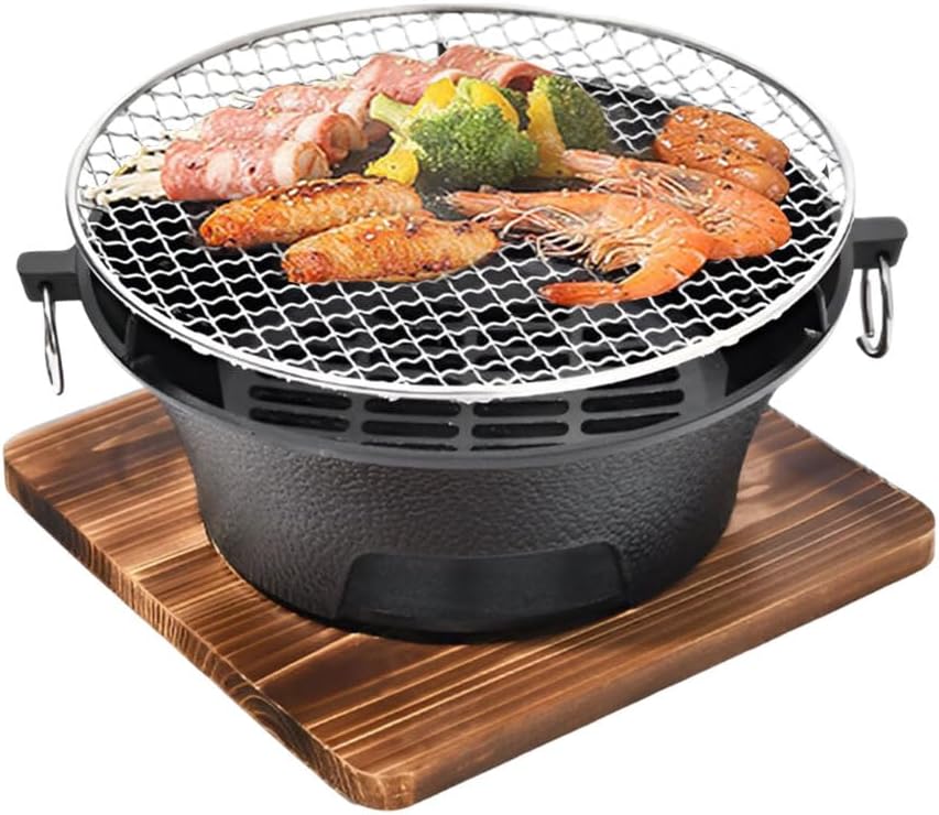 AIZYR Small Charcoal Grill Korean BBQ Grill, Portable Camping Charcoal Stove Easy to Assemble for Outdoor Picnics Backyard Beach,28cm