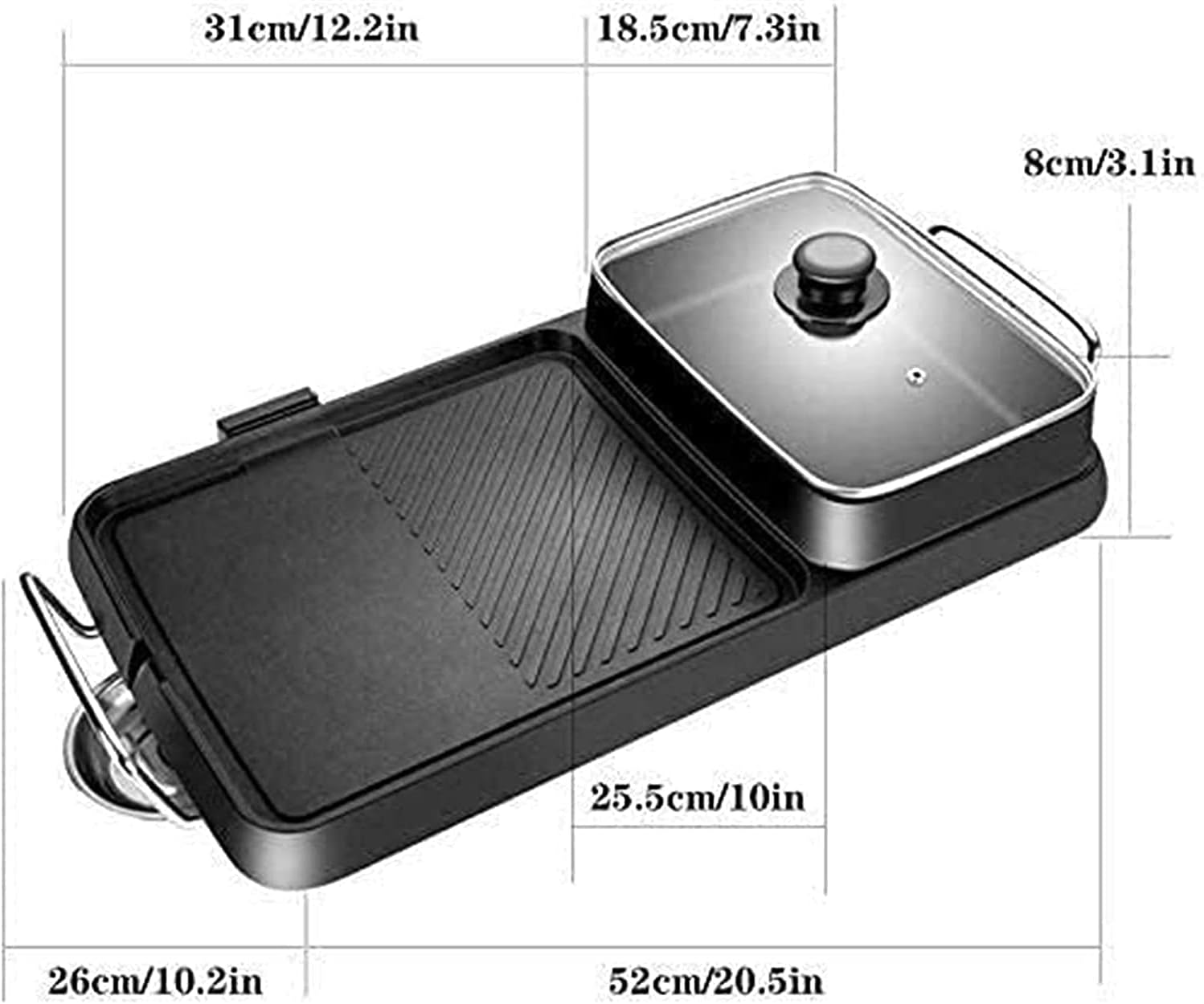 Korean BBQ Grill Portable Electric Grill, Indoor electric bbq grill Electric Grill Indoor Hot Pot 5 Speed Fire Adjustment,Separate Dual Temperature Contral,Korean BBQ Grill Non-Stick Electric Barbecue