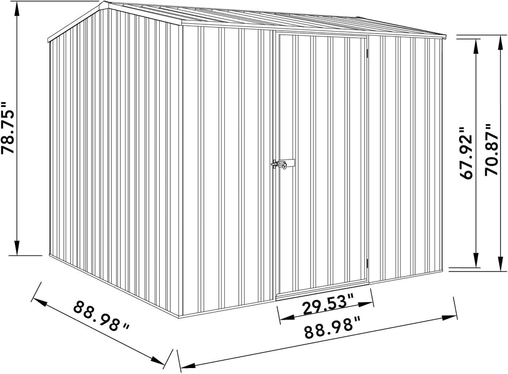 Absco Premier Storage Sheds, 7'x7' Metal Garage, DIY Backyard Shed, Utility Tool Storage, Weather & Wind Resistant Aluminum Panels & Steel Frame, Maintenance-Free, 12 Year Warranty, Woodland Gray