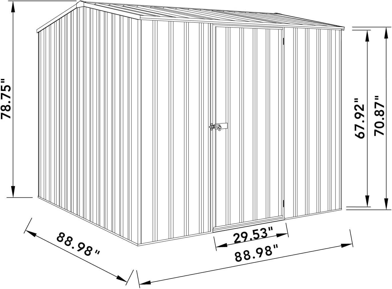 Absco Premier Storage Sheds, 7'x7' Metal Garage, DIY Backyard Shed, Utility Tool Storage, Weather & Wind Resistant Aluminum Panels & Steel Frame, Maintenance-Free, 12 Year Warranty, Woodland Gray
