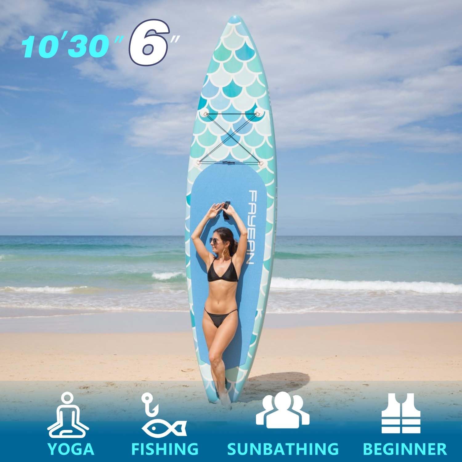 Inflatable Paddle Board,Extra Wide 10.6'/11' Stand Up Paddle Board with Sup Accessories,400lbs Capacity for Family with Safety Leash, All Skill Levels Sup for Yoga,Fishing,Surfing